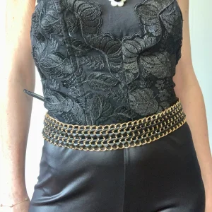 Ceinture Chic Chaine Métal et Simili Cuir Vintage 1990