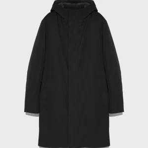 Manteau à capuche en gabardine imperméable et fourrure de vison