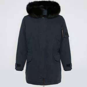 Parka courte à capuche avec fourrure de renard