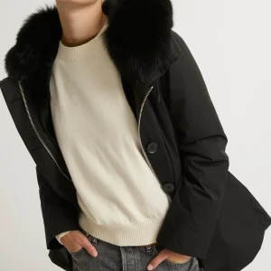 Parka Iconique courte en coton mélangé imperméable avec fourrure de renard et lapin