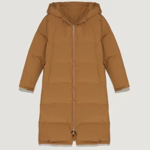 Doudoune à capuche longue et réversible en technique imperméabletissu