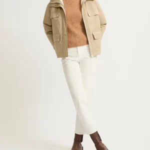 Parka courte en coton mélangé imperméable avec fourrure de renard et lapin