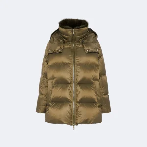 Doudoune "A" line iconique avec col en fourrure de renard