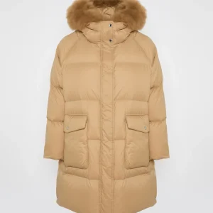 Doudoune longue manches raglan garniture agneau laine vaporeuse