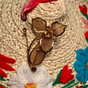 Grande Broche Fleur Métal doré Vintage