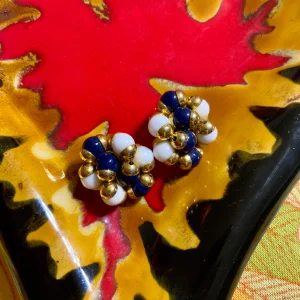 Boucles d’oreilles grappes en perles de verre Vintage 1990