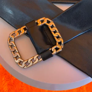 Ceinture Ajustable Cuir et Métal doré Vintage