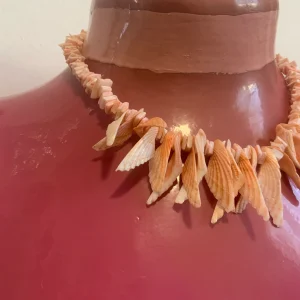 Collier coquillages rosé Vintage Ancien -