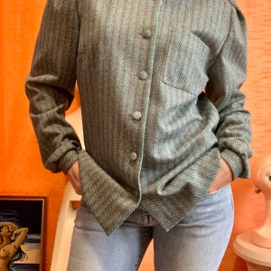 Chemise à motifs rayures Vintage France 1970 Seventies