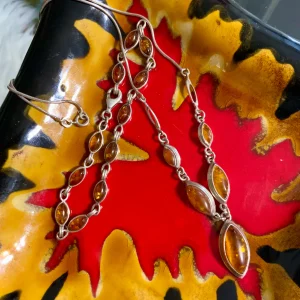 Ensemble Argent et Ambre Collier et Bracelet Vintage 1990/2000
