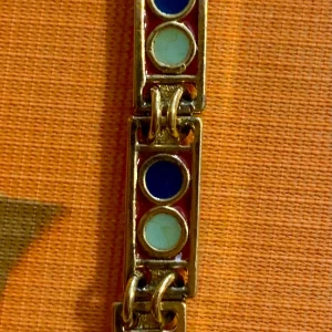 Collier Métal et couleurs mailles rectangles plates Vintage