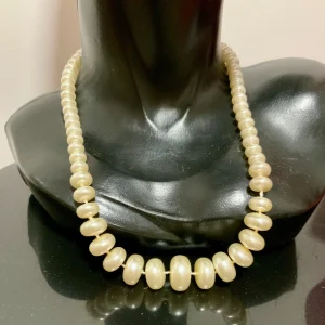 Collier Perles Rondes plates Vintage 1980