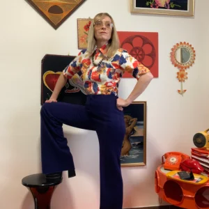 Superbe pantalon pattes d’éléphant Dralon Original Vintage 1970