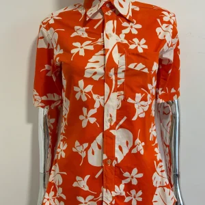 Chemise Hawaïenne Orange Vintage Seventies Col pelle à tartes