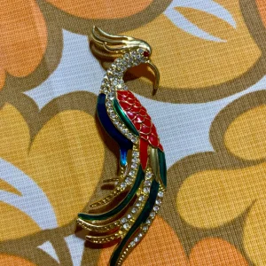 Grande broche oiseau Paon Vintage