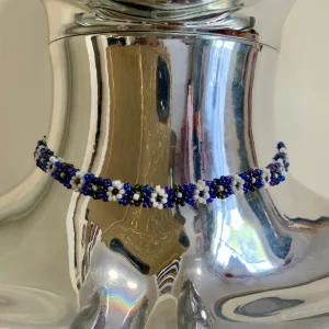 Collier ras du cou À fleurs perles Vintage Hippy 1970