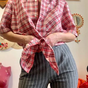 Chemise à carreaux Col pelle à tartes Neuve 1970 Deadstock