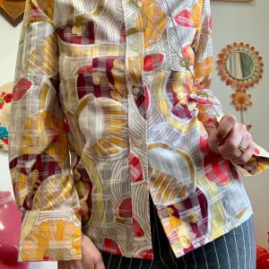Magnifique chemise À fleurs Vintage 1970 France Deadstock