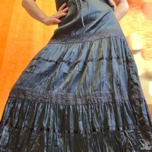 Jupe longue bohème satinée dentelle Vintage 1990