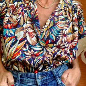 Chemisier Fait Main Création Vintage Fleurs