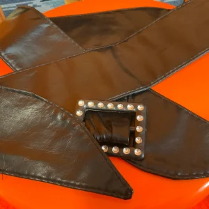 Ceinture simili cuir souple avec plastique strass Vintage 1990