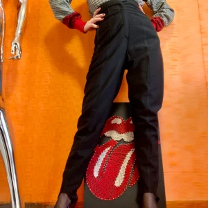 Authentique Pantalon Fuseau Noir Vintage 1980 Zapa France