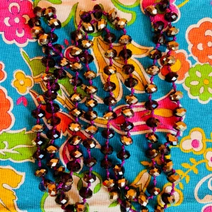 Long collier sautoir en perles de verre Anciennes - Vintage