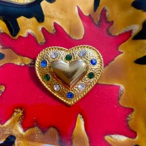 Coeur Broche / Pendentif Vintage Krystel St Martin Paris France