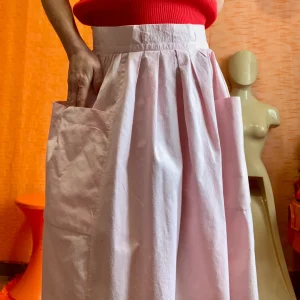 Jupe A plis Rose Pastel grandes poches Vintage 1980