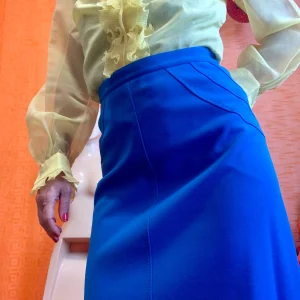 Jupe surpiquée 1980 Bleu Vif Vintage