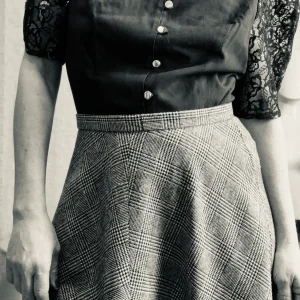 Chemisier avec manches ballons dentelle argentée Vintage 1990