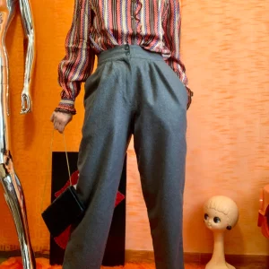 Pantalon 1980 Vintage A pinces Élégance France pure laine