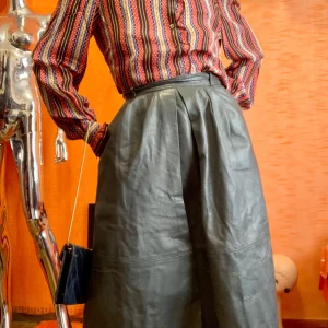 Jupe longue Cuir Gris Vintage 1980 Allemagne