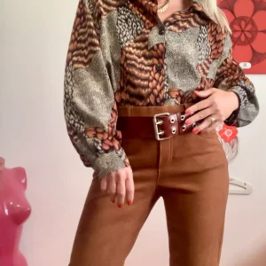Chemise Intemporelle motifs fauves Vintage 1980/90 Leopard
