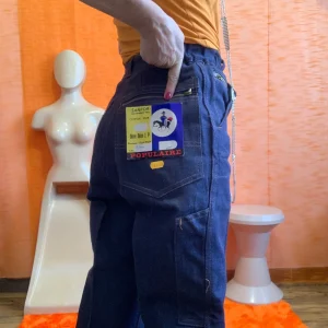 Jean Denim Pur Deadstock 1970/80 Coton Sanfor Surpiqué orange