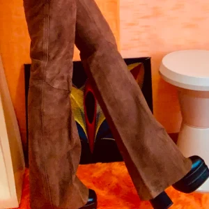 Pantalon Flare Daim marron Fourreur Confection 1970 Pépite
