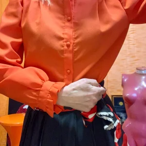 Chemisier Orange à Frous Frous Création Fait Main Vintage 1970/80