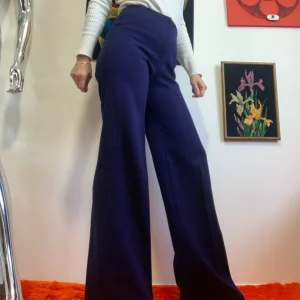 Pantalon Flare Pattes d’éléphant Vintage 1970 en Dralon Deadstock