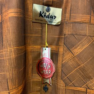 Chemise KIDUR pur coton Orange carreaux brillants Vintage Deadstock 1960/70 France