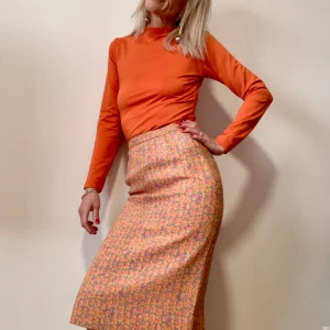 Jupe droite à fleurs Vintage Beauté Élégante 1970 France Création