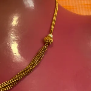 Collier chaîne plaqué or Vintage perles fleurs Élégant