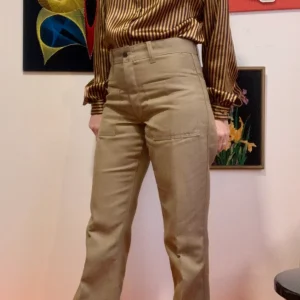 Pantalon Flare Pattes d’éléphant Deadstock Polywest Tergal Kidur France Vintage 70