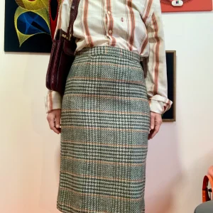 Jupe droite à carreaux Laine Vintage 1960/70