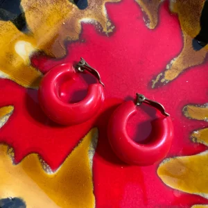 Boucles d’oreilles créoles rouges Vintage