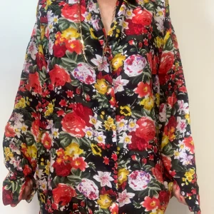 Chemise à Fleurs Ravissante Viscose Vintage 1990 India