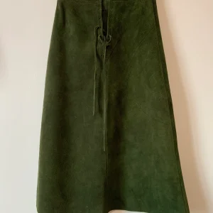 Jupe Daim à lacets Verte Vintage Hippie 1970 Deadstock