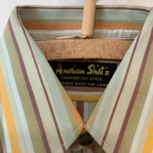 Chemises à rayures Col pelle à tartes neuve Deadstock Tergal Vintage 1970 France