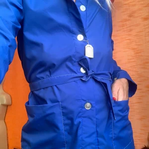 Blouse Chemisier Nylon Bleu Col pelles à tartes Original 1970