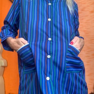 Jolie blouse à rayures Col Claudine Vintage France Neuf 1970