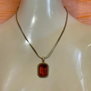 Collier Ancien Vintage Pierre Cornaline